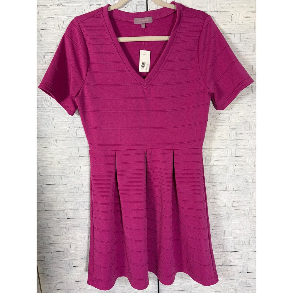 Harper Womens Dress Fit & Flare Ribbed Lace Back V-Neck Girlhood Feminine